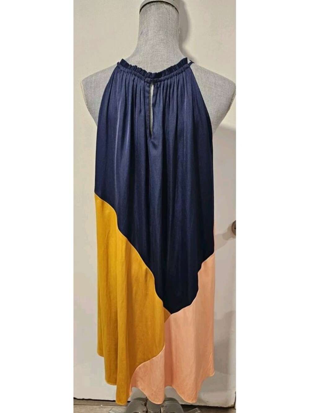 Loft Medium Colorblock Halter Swing Dress Forever Navy - Picture 7 of 8
